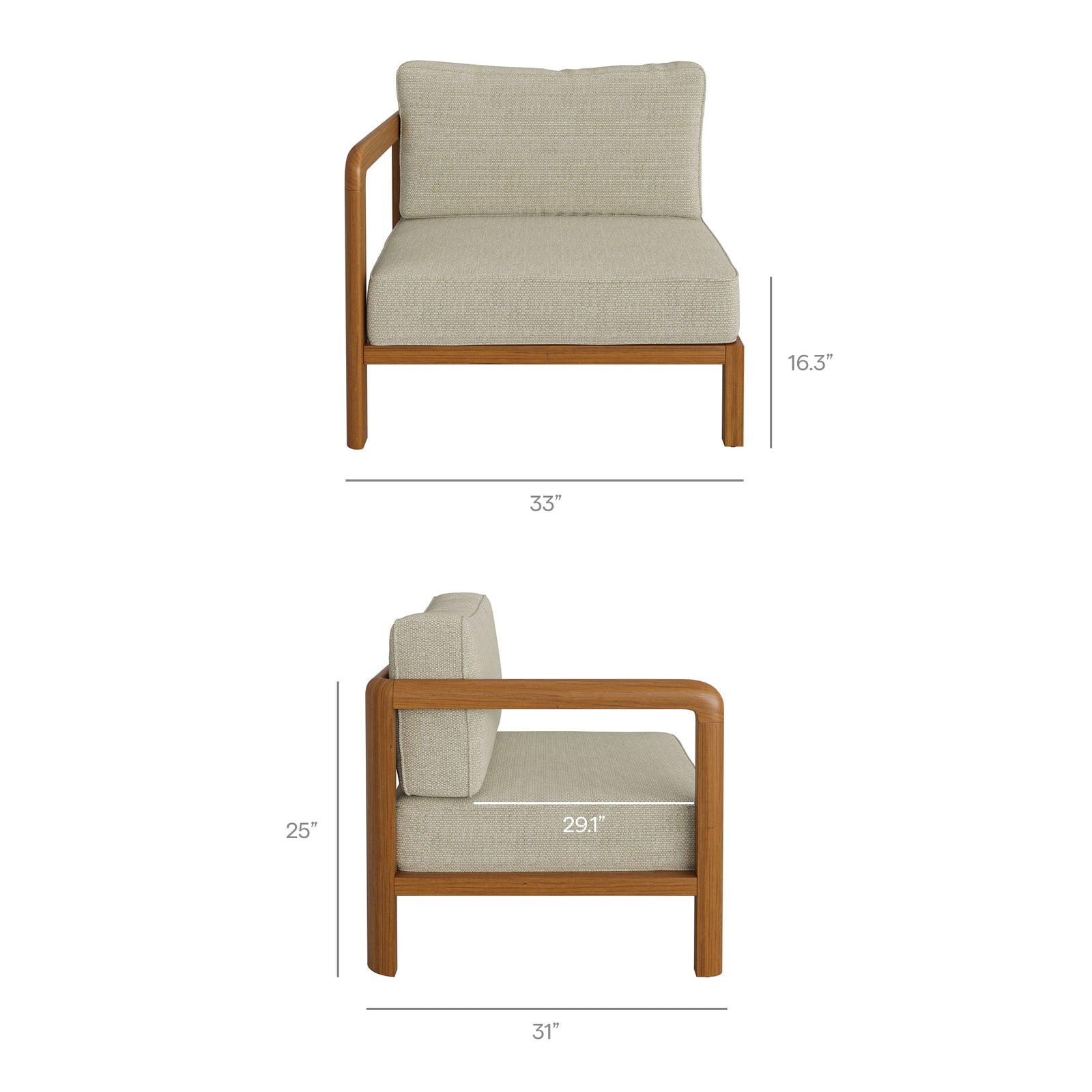 Kona 4-Piece Outdoor Patio Teak Wood Modular Sofa Set by Modway