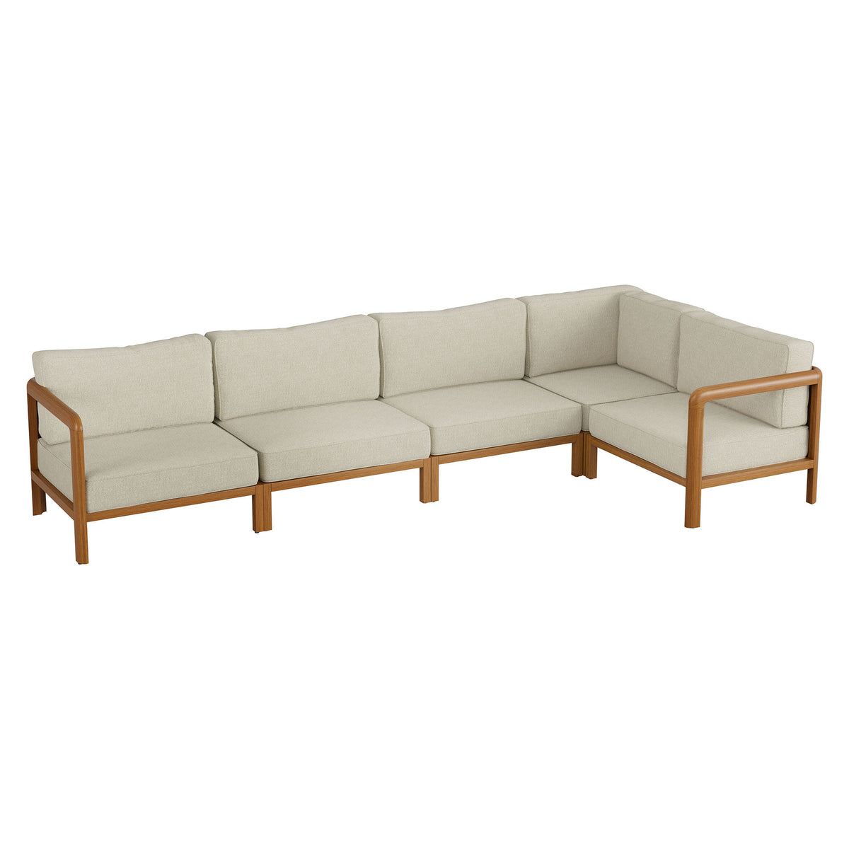 Kona L-Shaped Outdoor Patio Teak Wood Modular Sofa by Modway