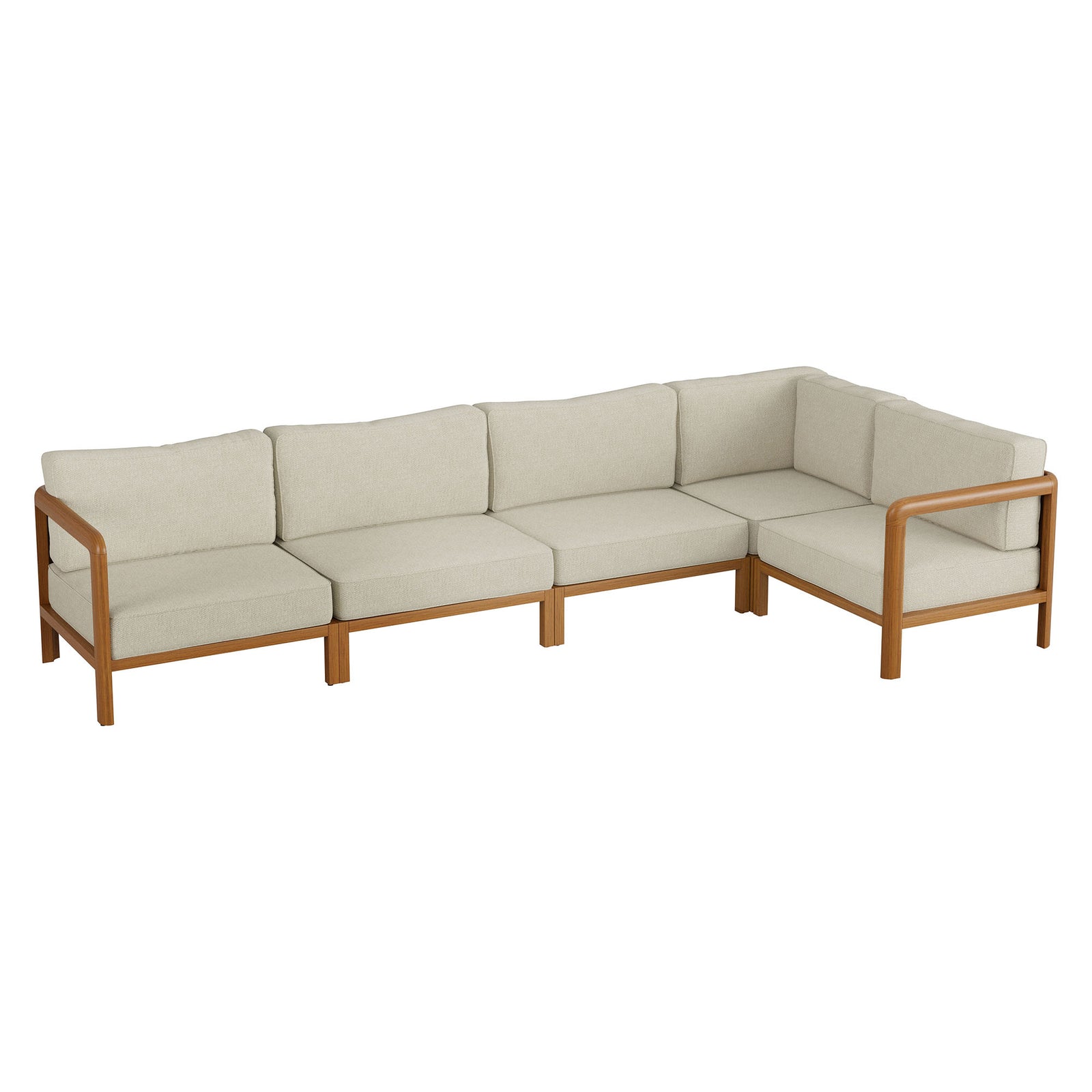 Kona L-Shaped Outdoor Patio Teak Wood Modular Sofa by Modway