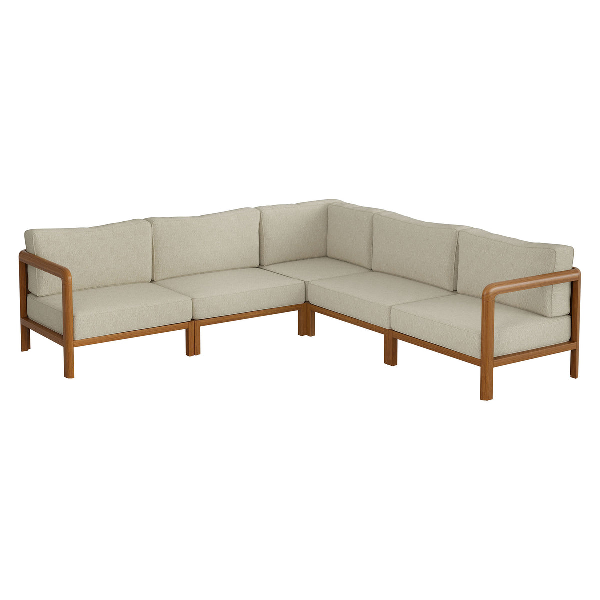 Kona 5-Piece Outdoor Patio Teak Wood Corner Modular Sofa by Modway