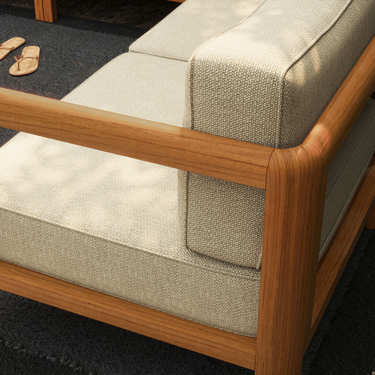 Kona 5-Piece Outdoor Patio Teak Wood Corner Modular Sofa by Modway