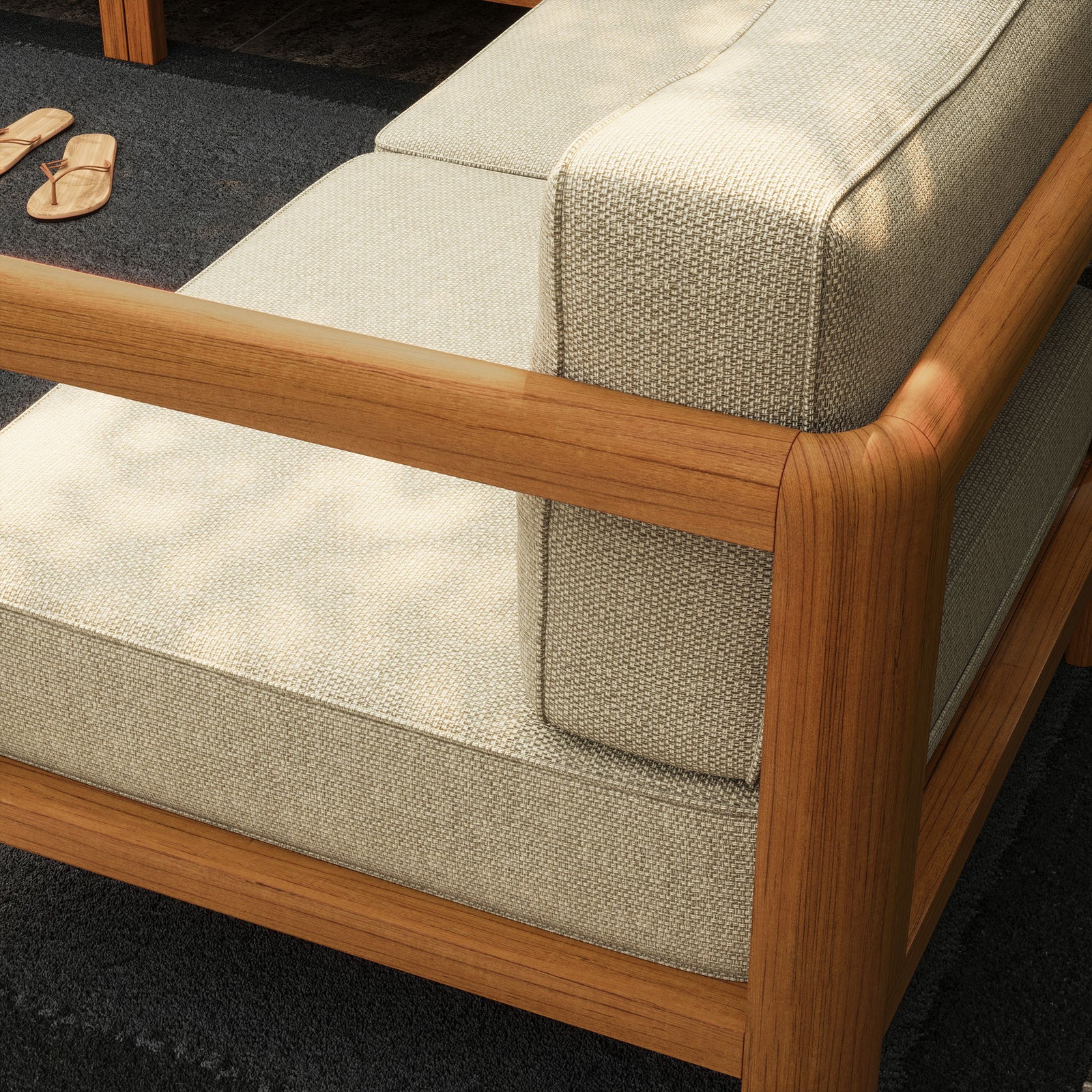 Kona 5-Piece Outdoor Patio Teak Wood Corner Modular Sofa by Modway