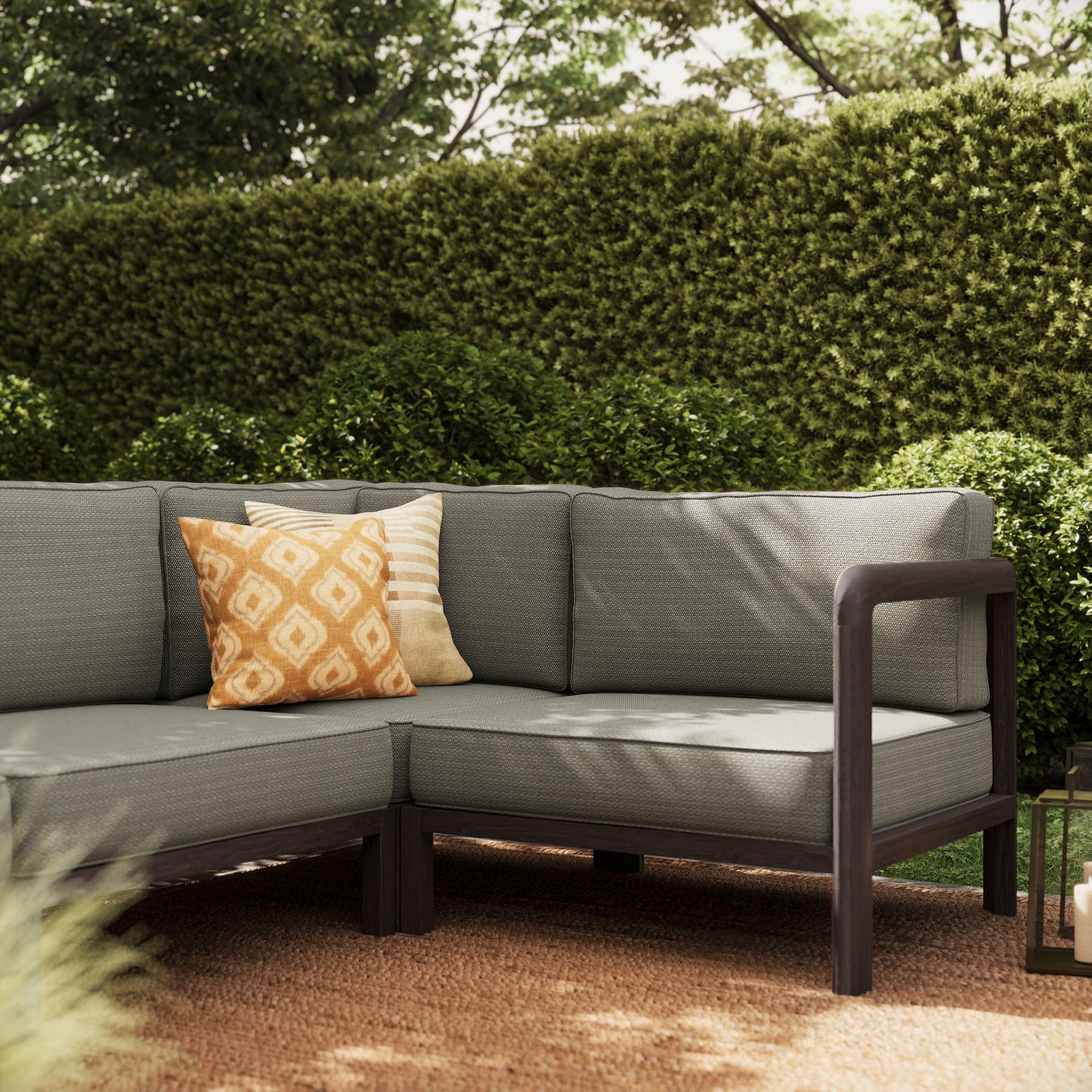 Kona 6-Piece Outdoor Patio Teak Wood Modular Sofa by Modway