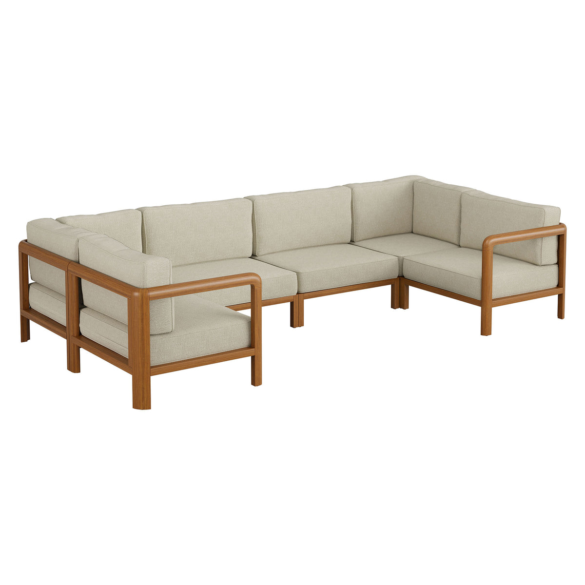 Kona 6-Piece Outdoor Patio Teak Wood Modular Sofa by Modway