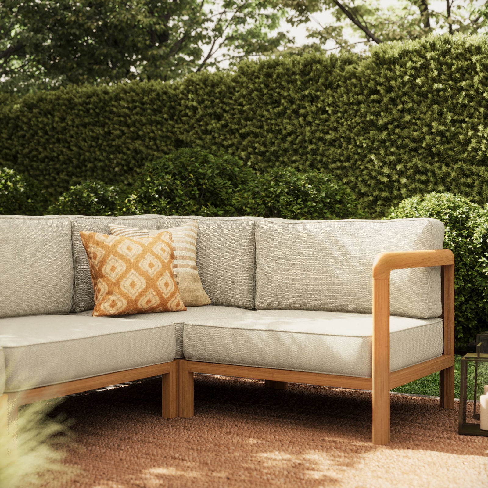 Kona 6-Piece Outdoor Patio Teak Wood Modular Sofa by Modway