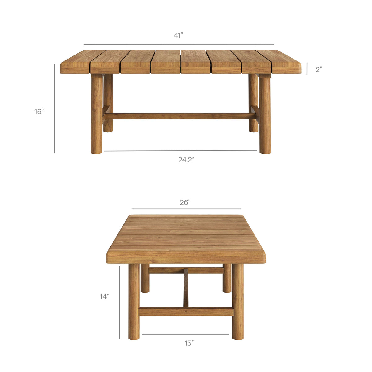 Eleni 41-Inch Outdoor Patio Teak Wood Coffee Table by Modway