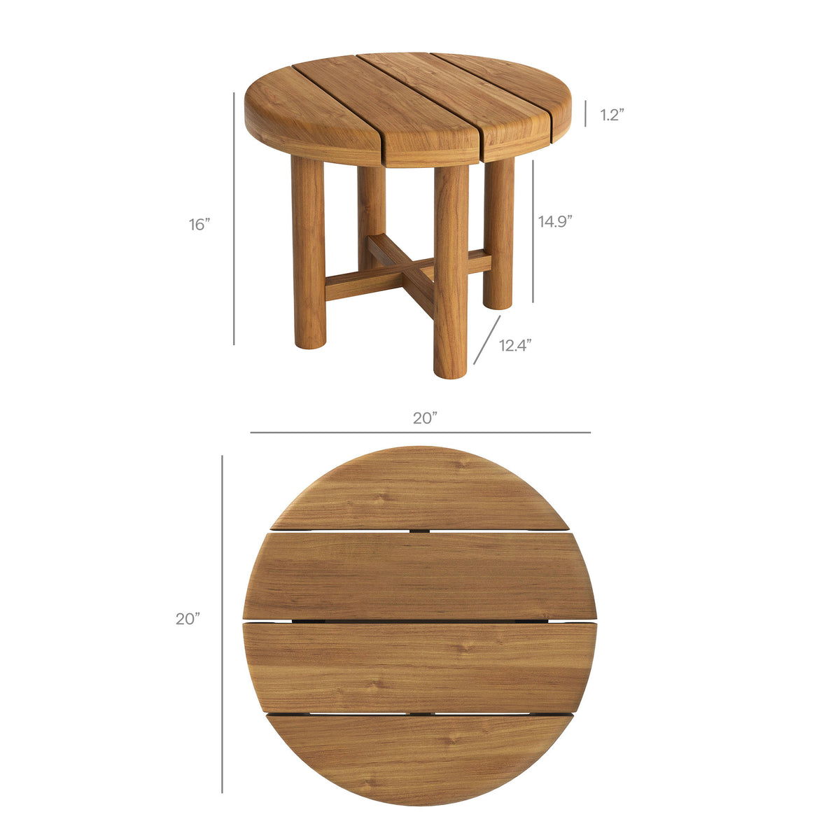 Eleni 20-Inch Round Outdoor Patio Teak Wood Side Table by Modway
