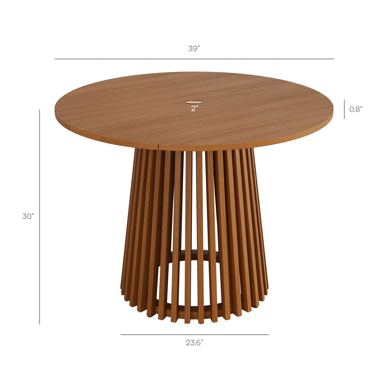 Lane 39 Inch Round Outdoor Patio Teak Wood Dining Table by Modway