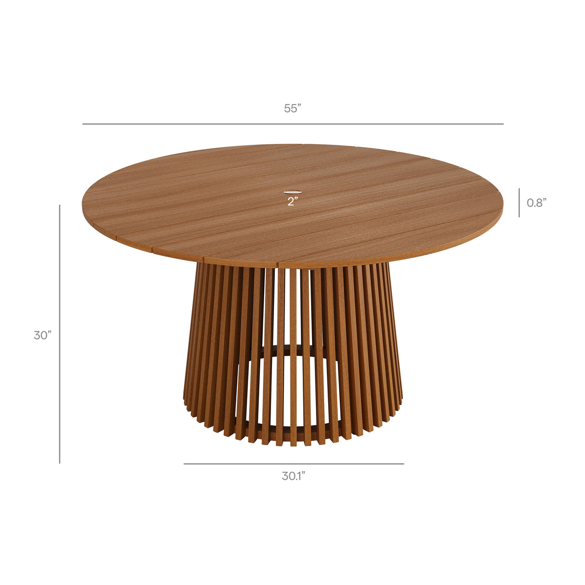 Lane 55 Inch Round Outdoor Patio Teak Wood Dining Table by Modway