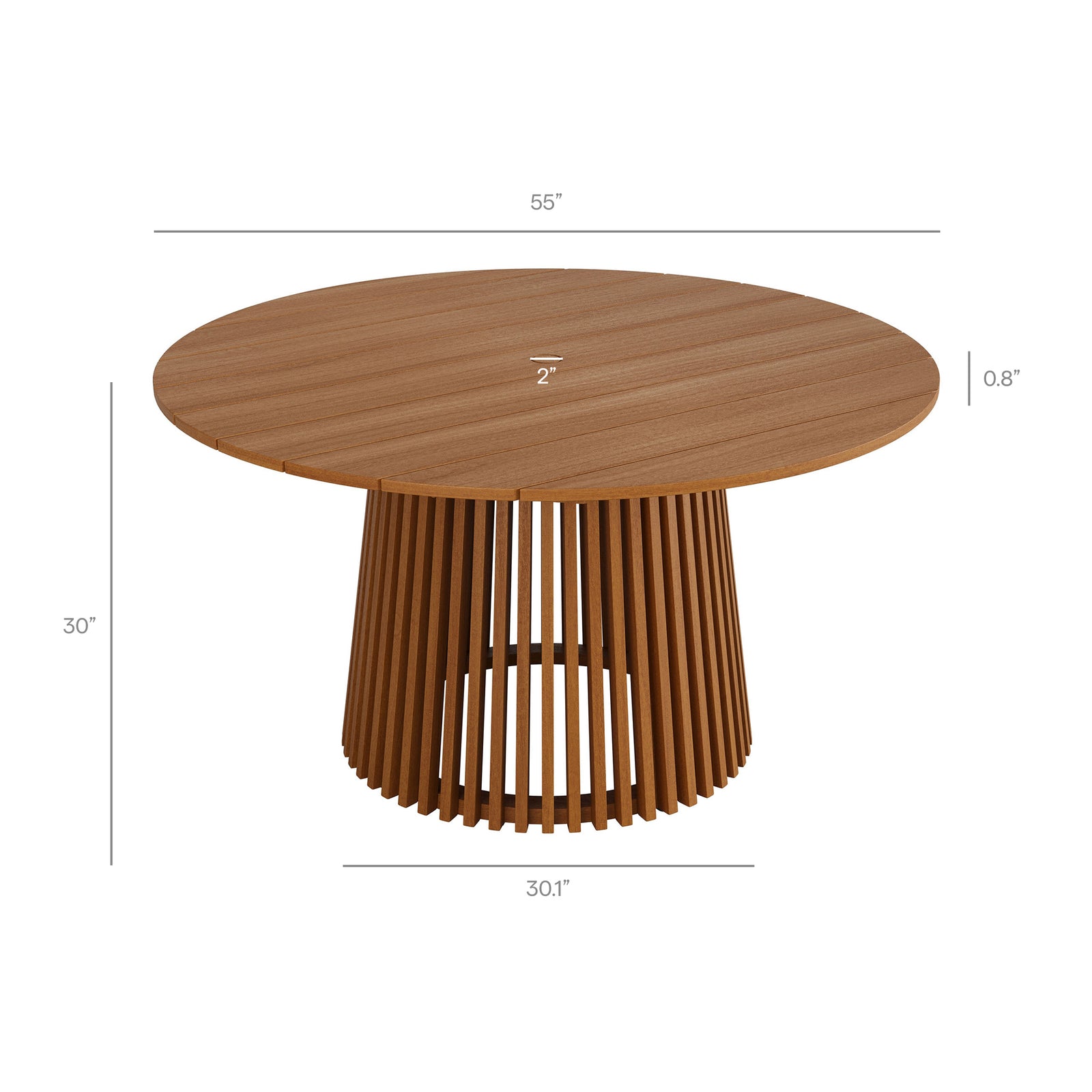 Lane 55 Inch Round Outdoor Patio Teak Wood Dining Table by Modway