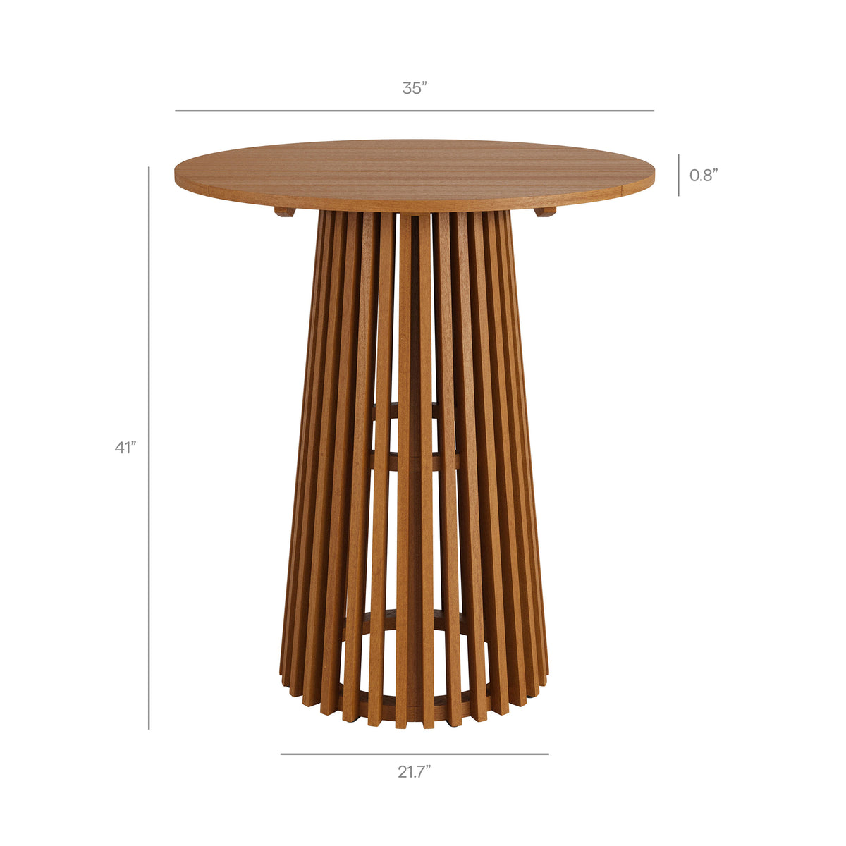 Lane 35 Inch Round Outdoor Patio Teak Wood Bar Table by Modway