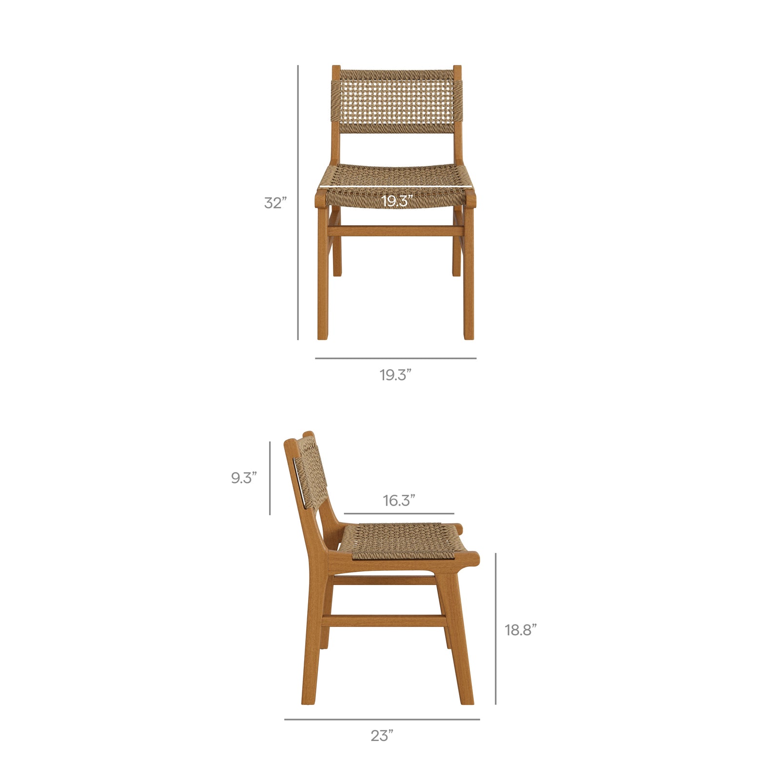 Rowe Outdoor Patio Teak Wood Dining Chair by Modway