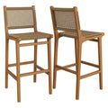 Rowe Outdoor Patio Teak Wood Bar Chairs Set of 2 by Modway