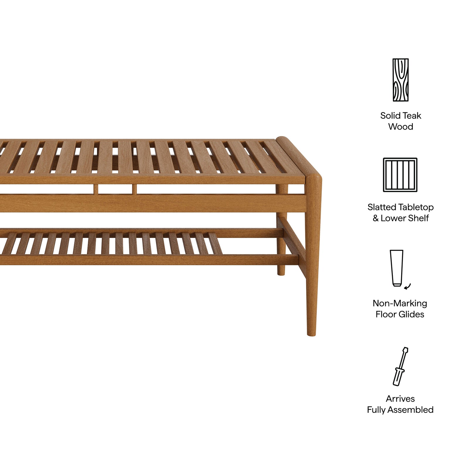 Hayden 46 Inch Outdoor Patio Teak Wood Coffee Table by Modway