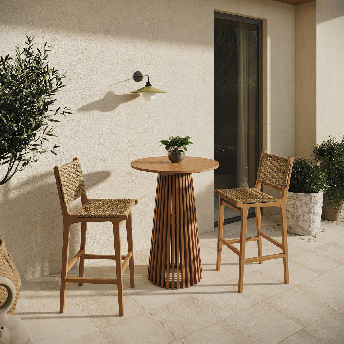 Rowe 3-Piece Outdoor Patio Teak Wood Bar Set by Modway