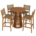 Rowe 5-Piece Outdoor Patio Teak Wood Bar Set by Modway