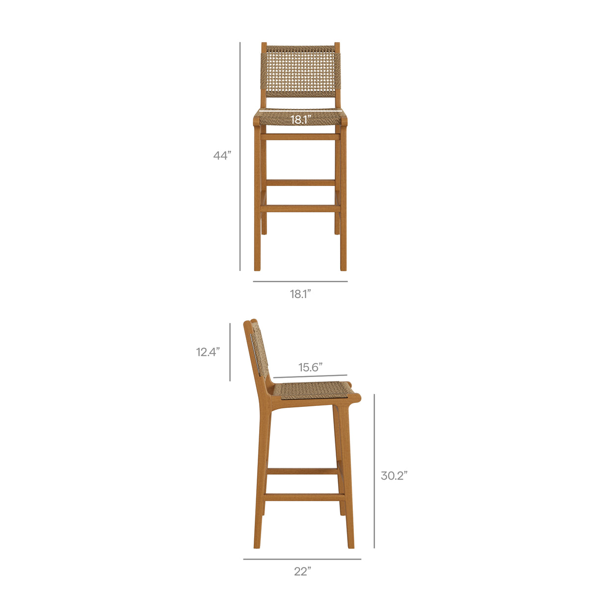 Rowe 5-Piece Outdoor Patio Teak Wood Bar Set by Modway