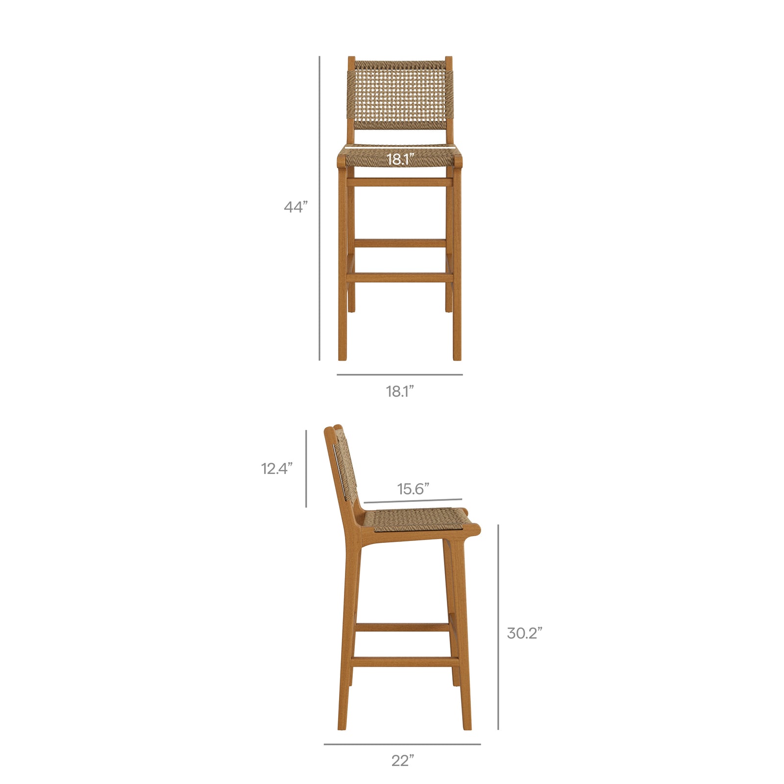 Rowe 5-Piece Outdoor Patio Teak Wood Bar Set by Modway