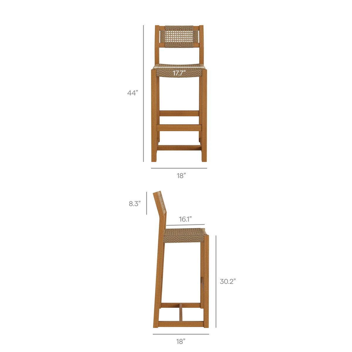 Reed 5-Piece Outdoor Patio Teak Wood Bar Set by Modway