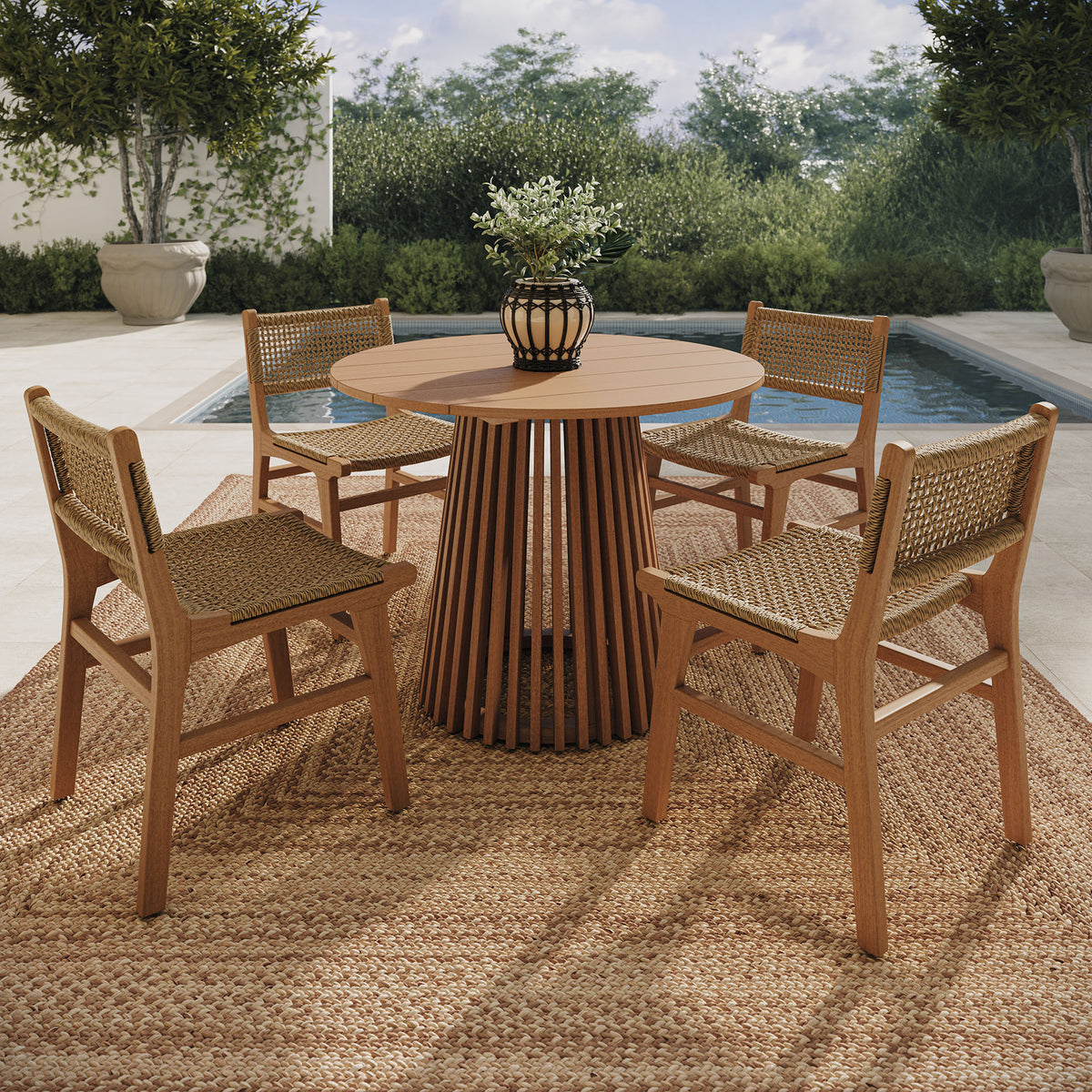 Rowe 5-Piece Outdoor Patio Teak Wood Dining Set by Modway