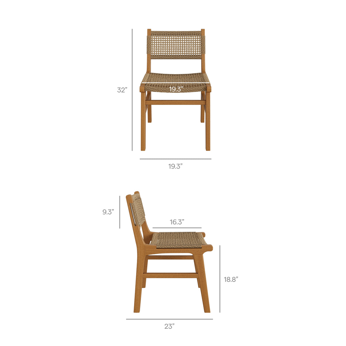 Rowe 5-Piece Outdoor Patio Teak Wood Dining Set by Modway
