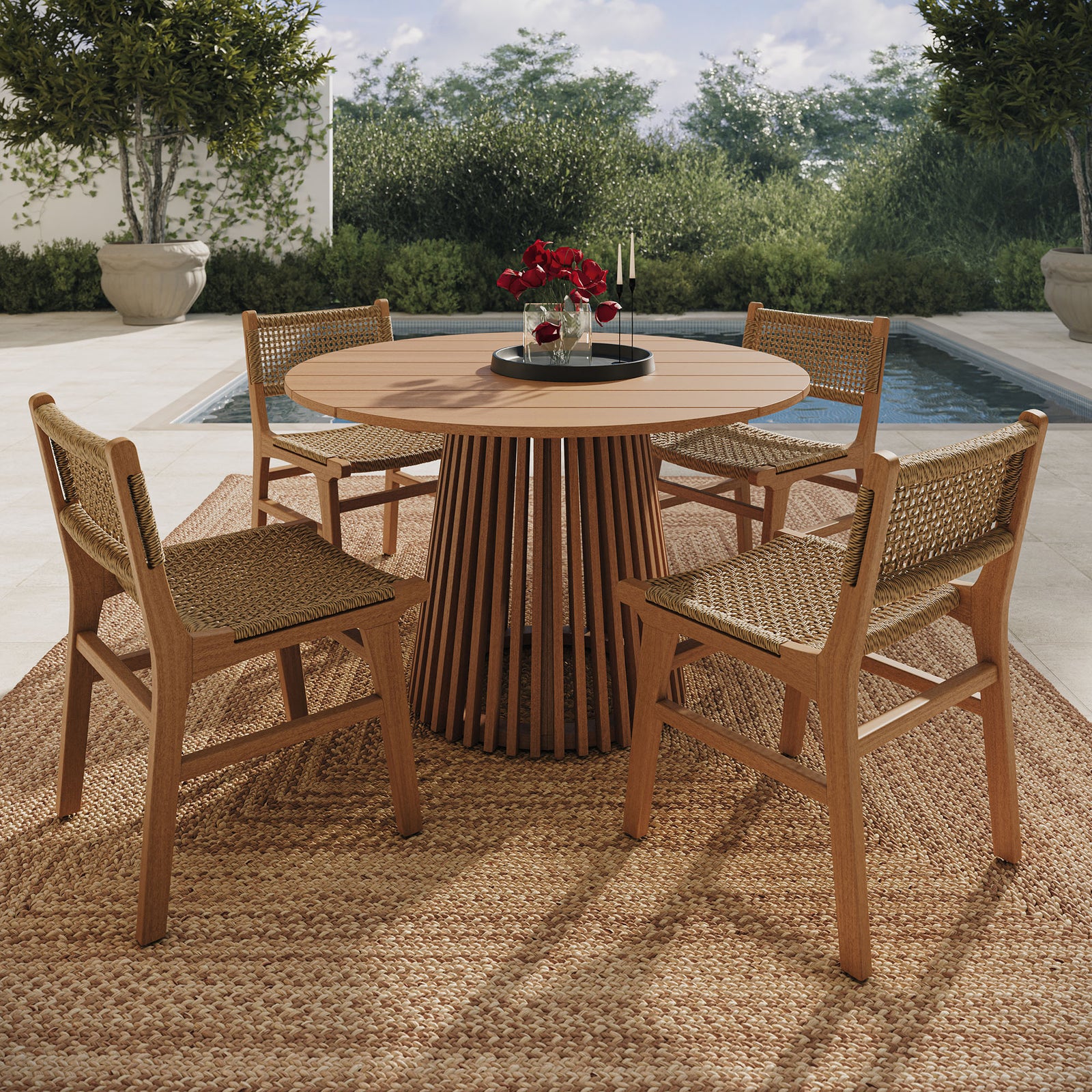 Rowe 5-Piece Outdoor Patio Teak Wood Dining Set by Modway