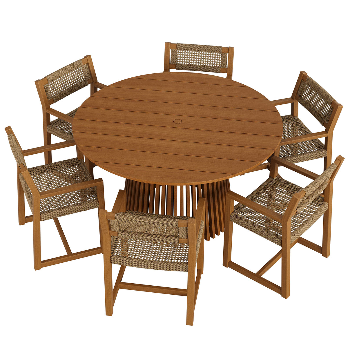 Reed 7-Piece Outdoor Patio Teak Wood Dining Set by Modway