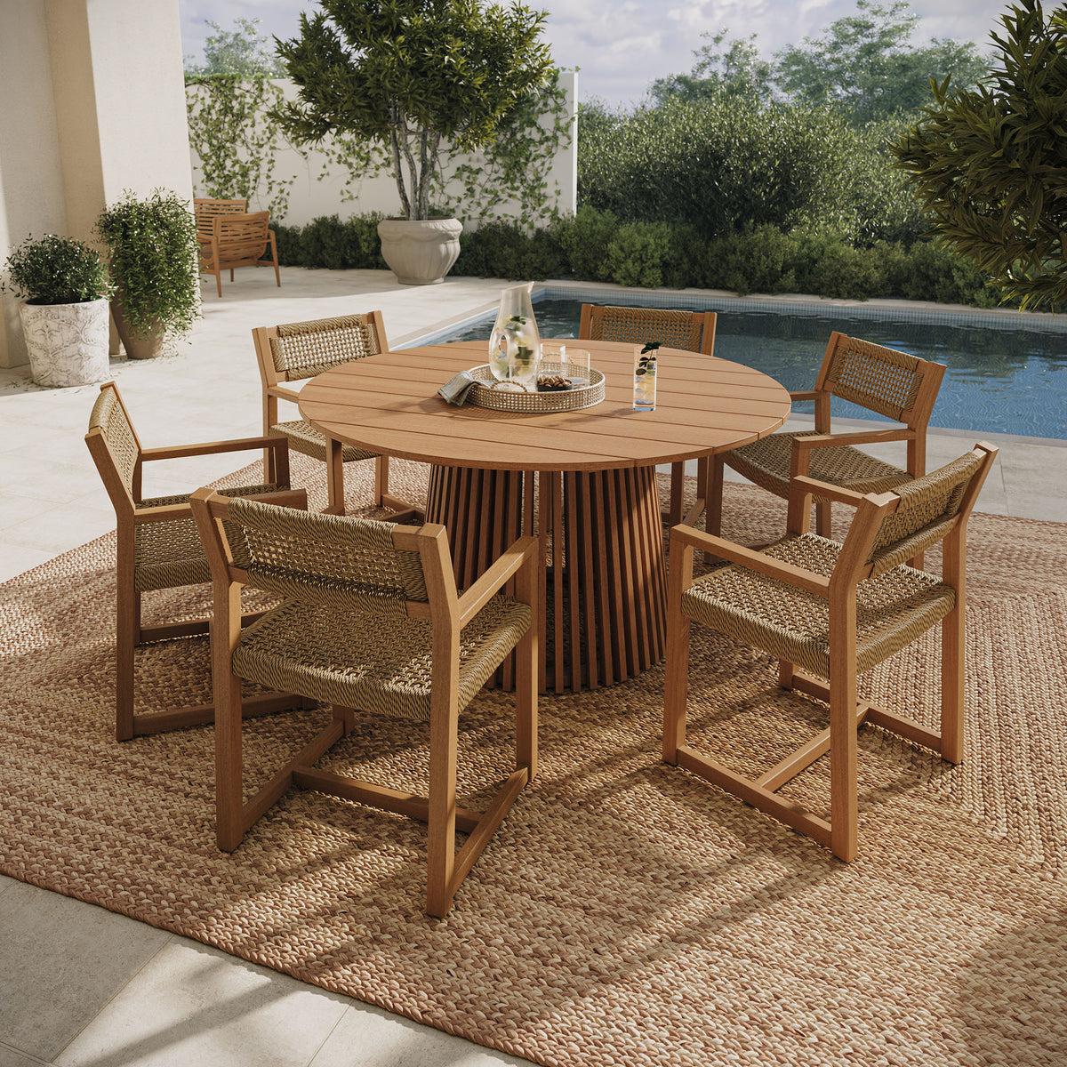 Reed 7-Piece Outdoor Patio Teak Wood Dining Set by Modway