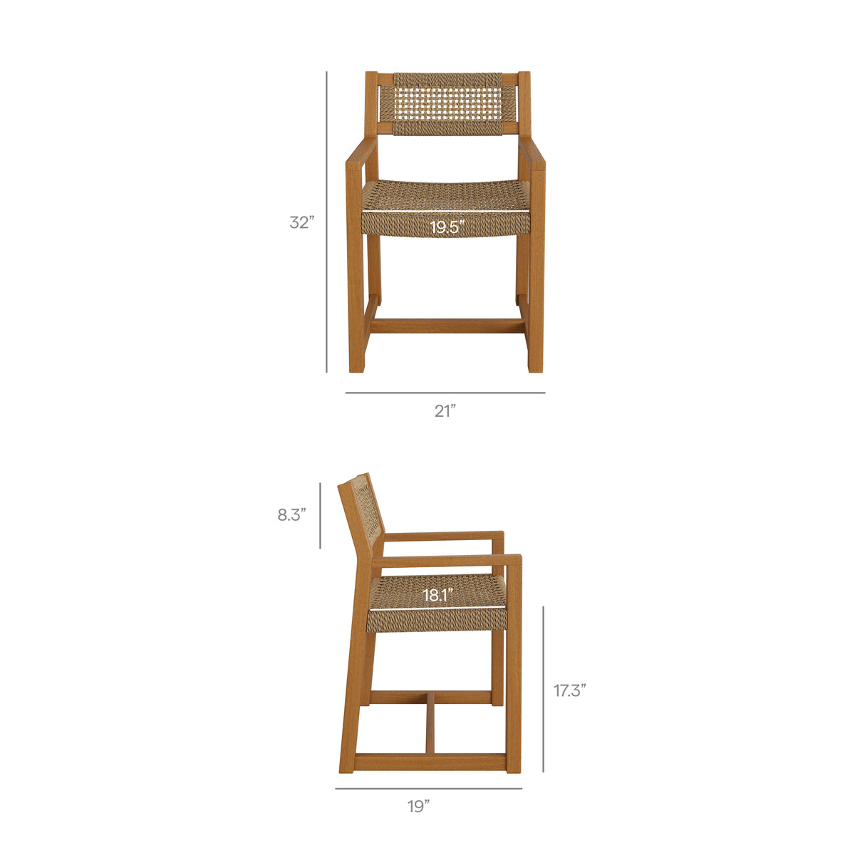 Reed 7-Piece Outdoor Patio Teak Wood Dining Set by Modway