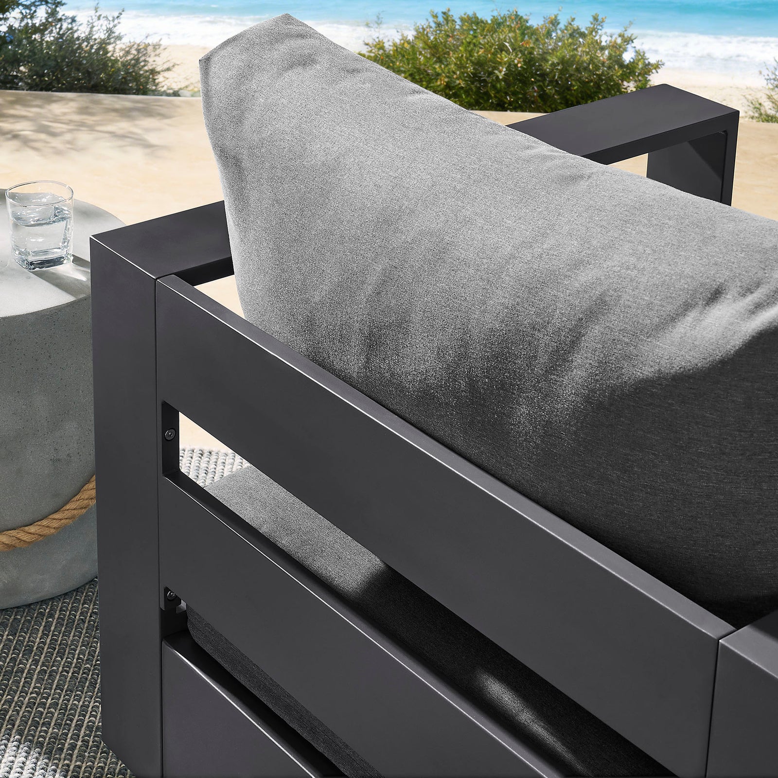 Tahoe Outdoor Patio Powder-Coated Aluminum Swivel Armchair by Modway