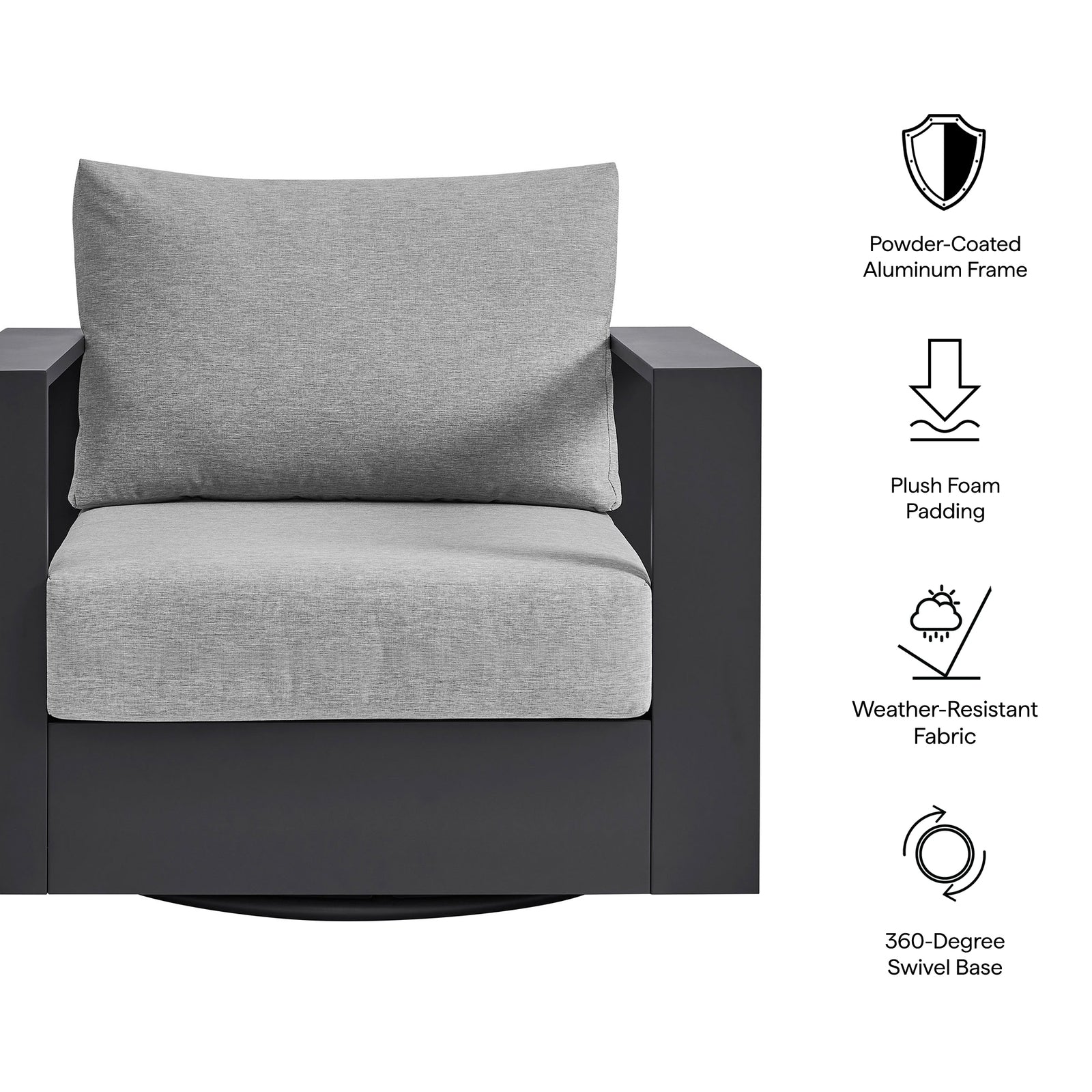 Tahoe Outdoor Patio Powder-Coated Aluminum Swivel Armchair by Modway