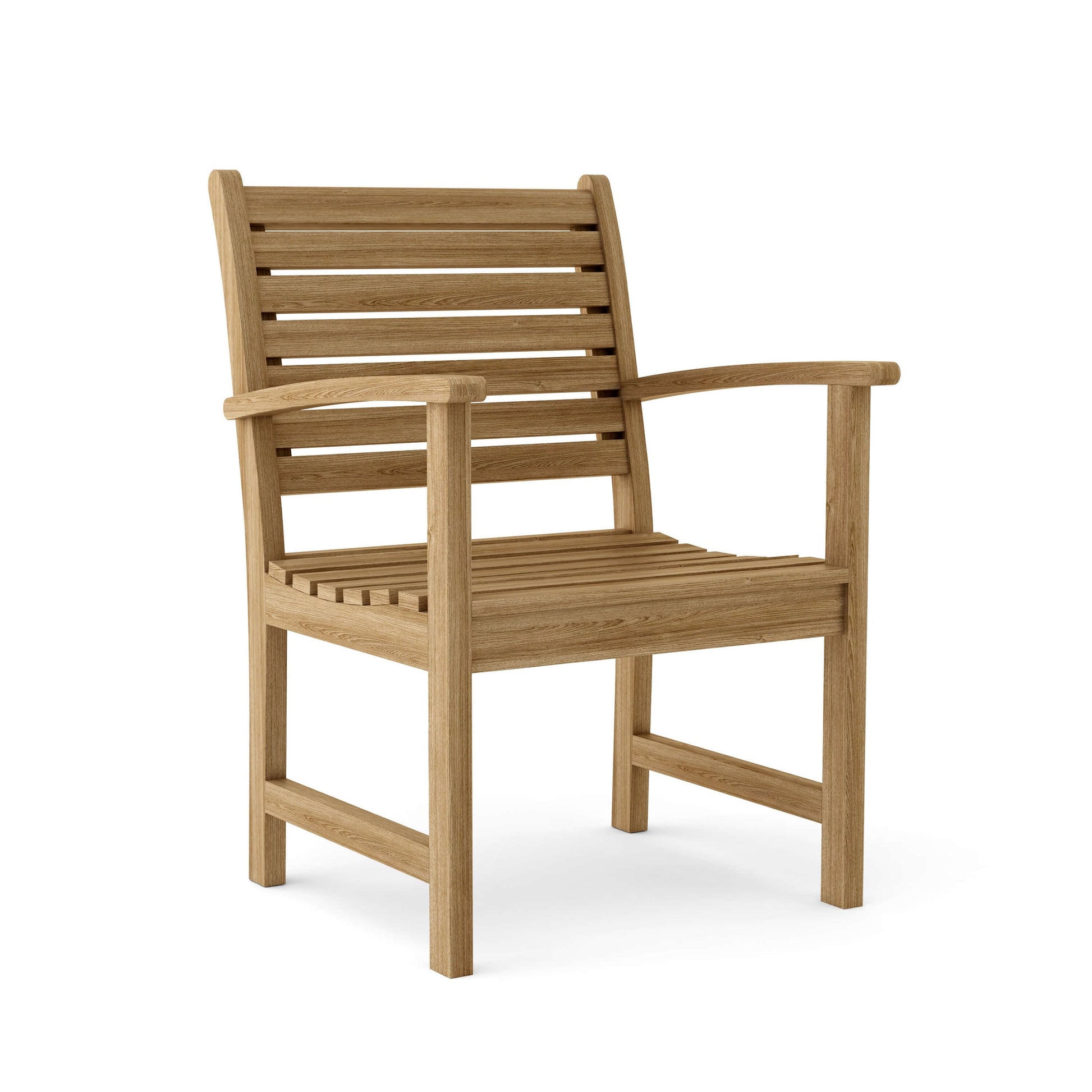 Wooden chair with armrests on a white background
