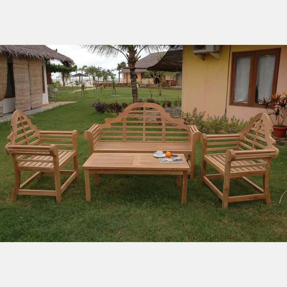 Marlborough 3-Seater 4-Pc Teak Conversation Set with Coffee Table | BetterPatio // BetterPatio.com
