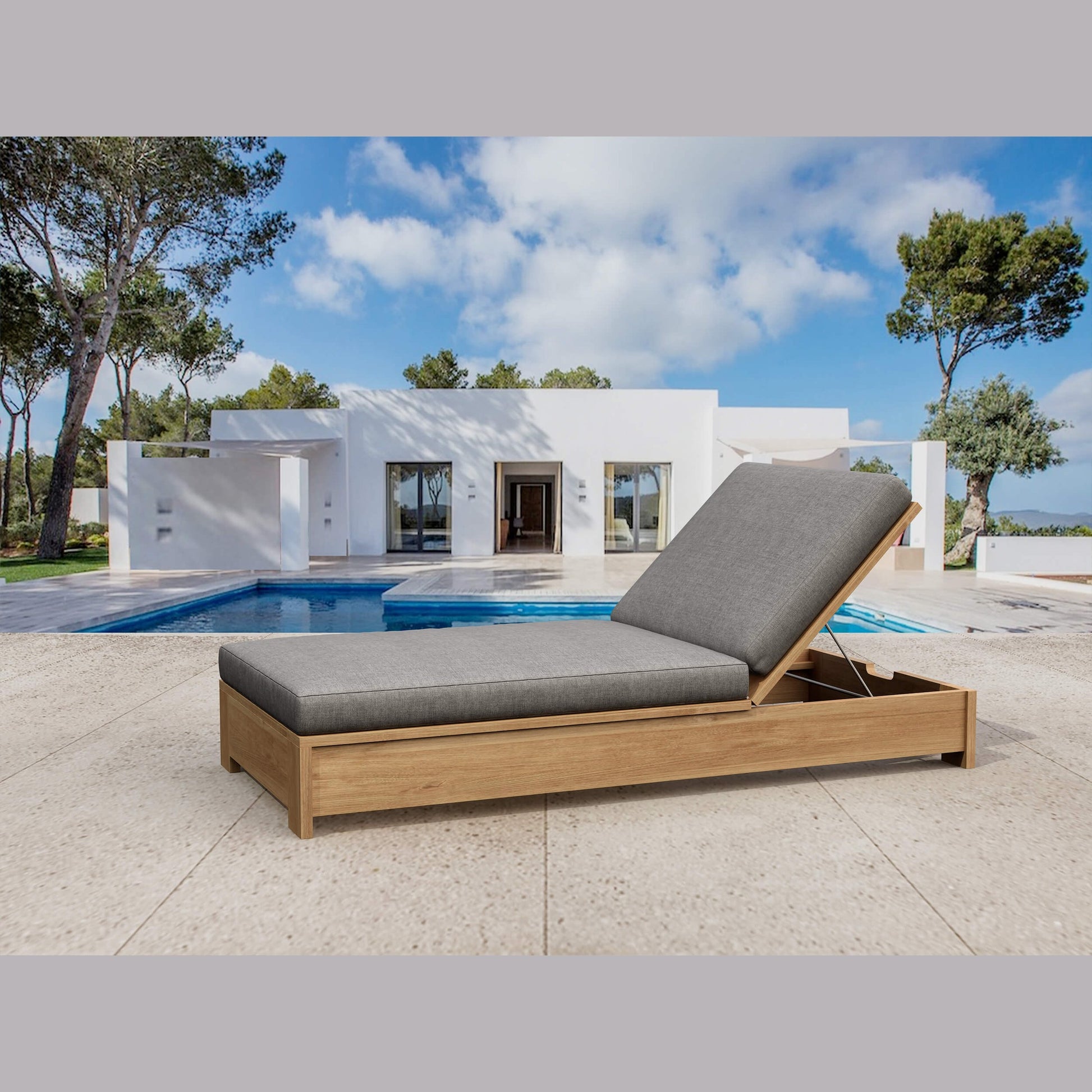 Madera Teak Sun Lounger with Sunbrella Cushions | BetterPatio // BetterPatio.com