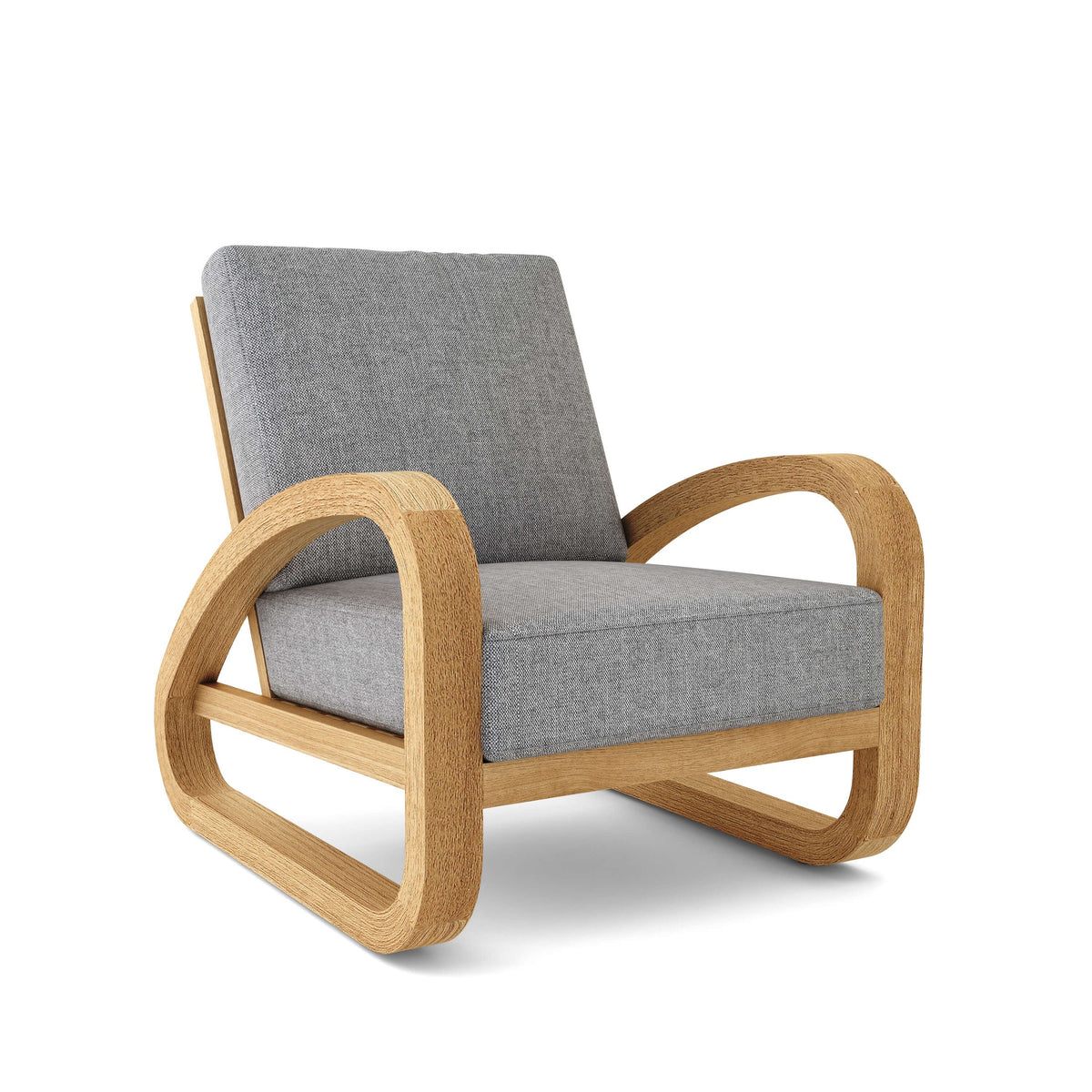 Anderson Teak Malaga Lounge Chair - teak lounge chair with Sunbrella cushion front view