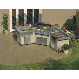 Cal Flame Customizable 15 Foot Grand Pavilion Laguna Q BBQ Island with Bar Seating GPV3100