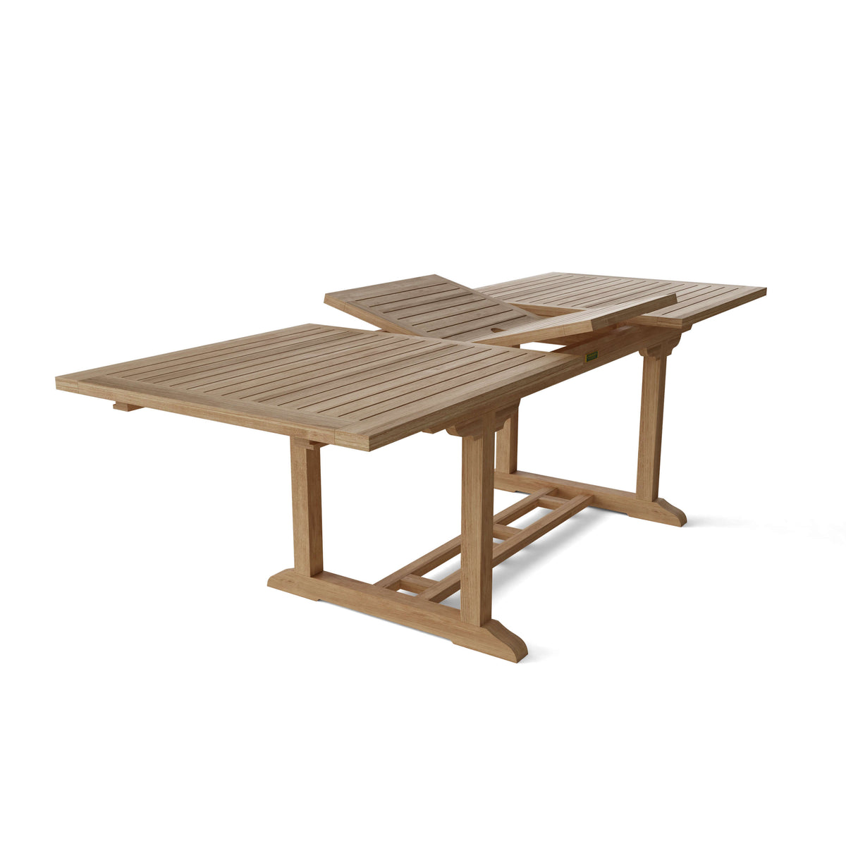 Wooden outdoor table with a white background