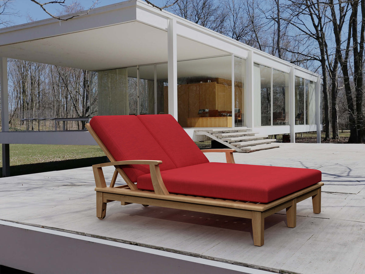 Brianna Double Sun Lounger with Arm - Adjustable Teak Outdoor Lounger for Two | BetterPatio // BetterPatio.com