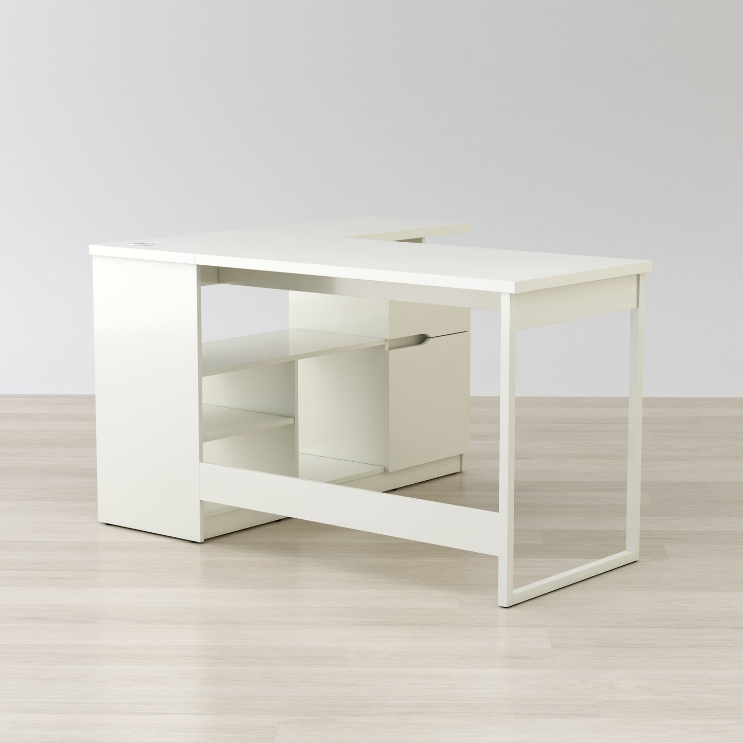 Anderson Teak Lexi 55-inch L-Shaped Corner Desk - corner desk gloss white front view