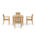 SET - 21 5 - Piece Outdoor Teak Bistro Dining Set with Stacking Armchairs