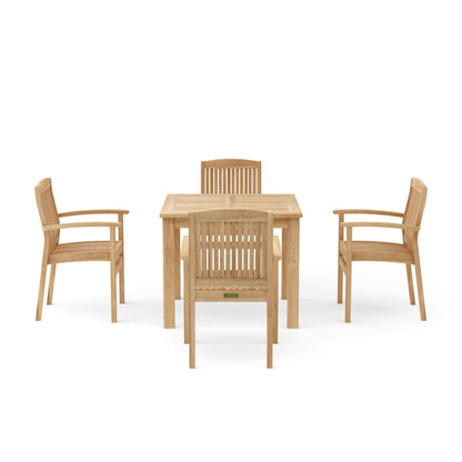 Wooden outdoor table and chairs set on a white background