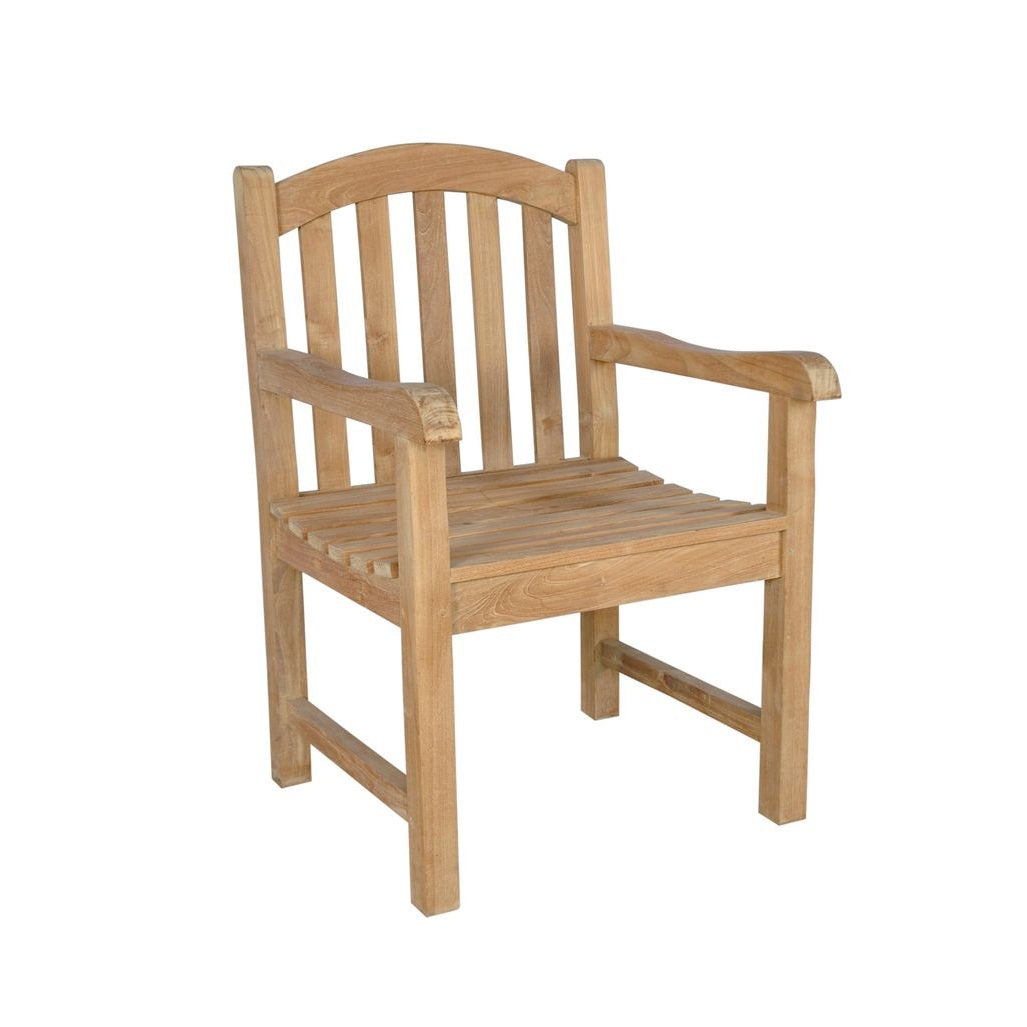 Wooden chair with armrests on a white background