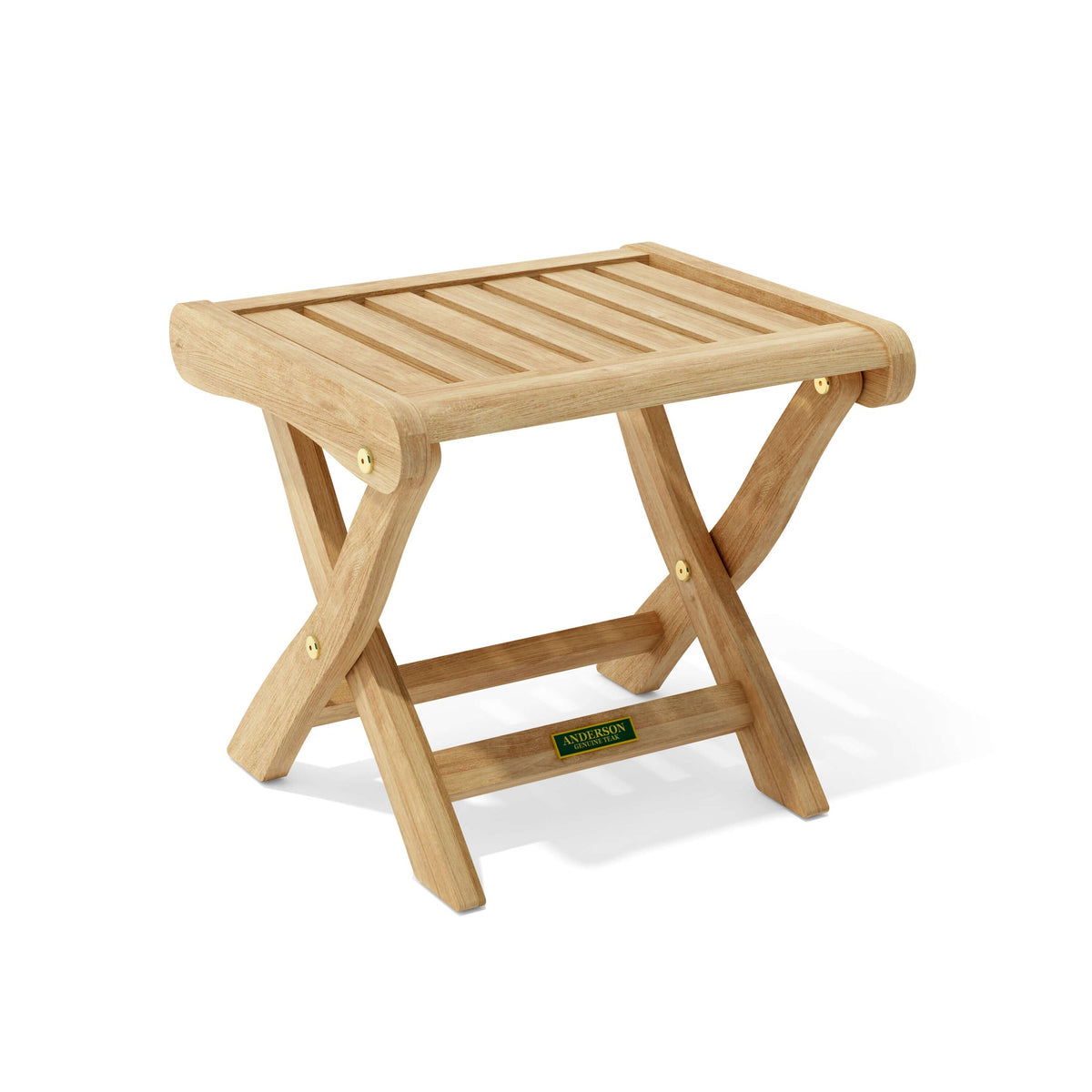 Wooden folding stool on a white background