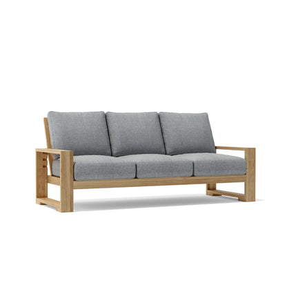 Anderson Teak Capistrano Deep Seating Sofa - teak 3-seat outdoor sofa with cushions front view