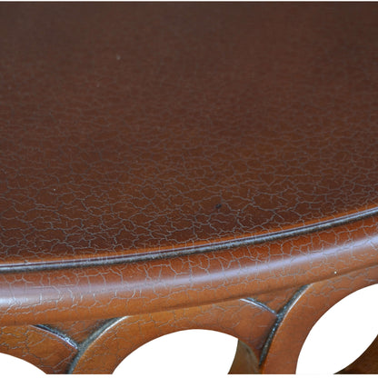 Close-up of a brown leather surface with visible texture