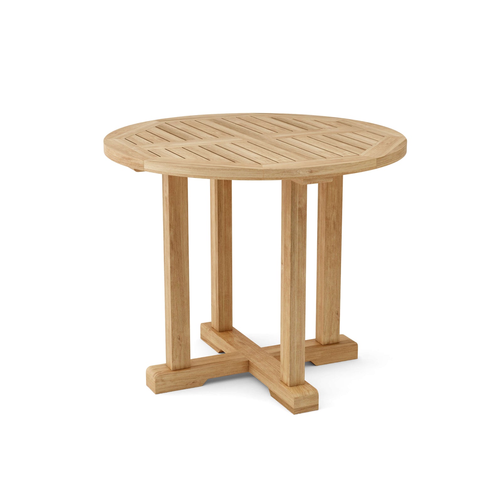 Wooden round table on a white background