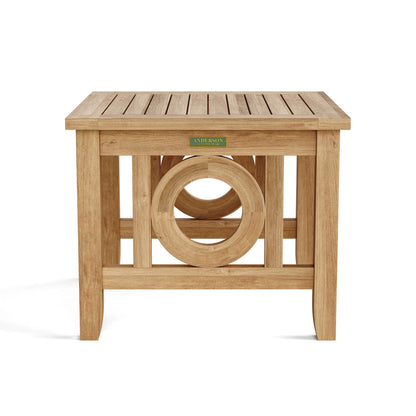 Anderson Teak Natsepa Square Side Table - angled view of square teak outdoor side table
