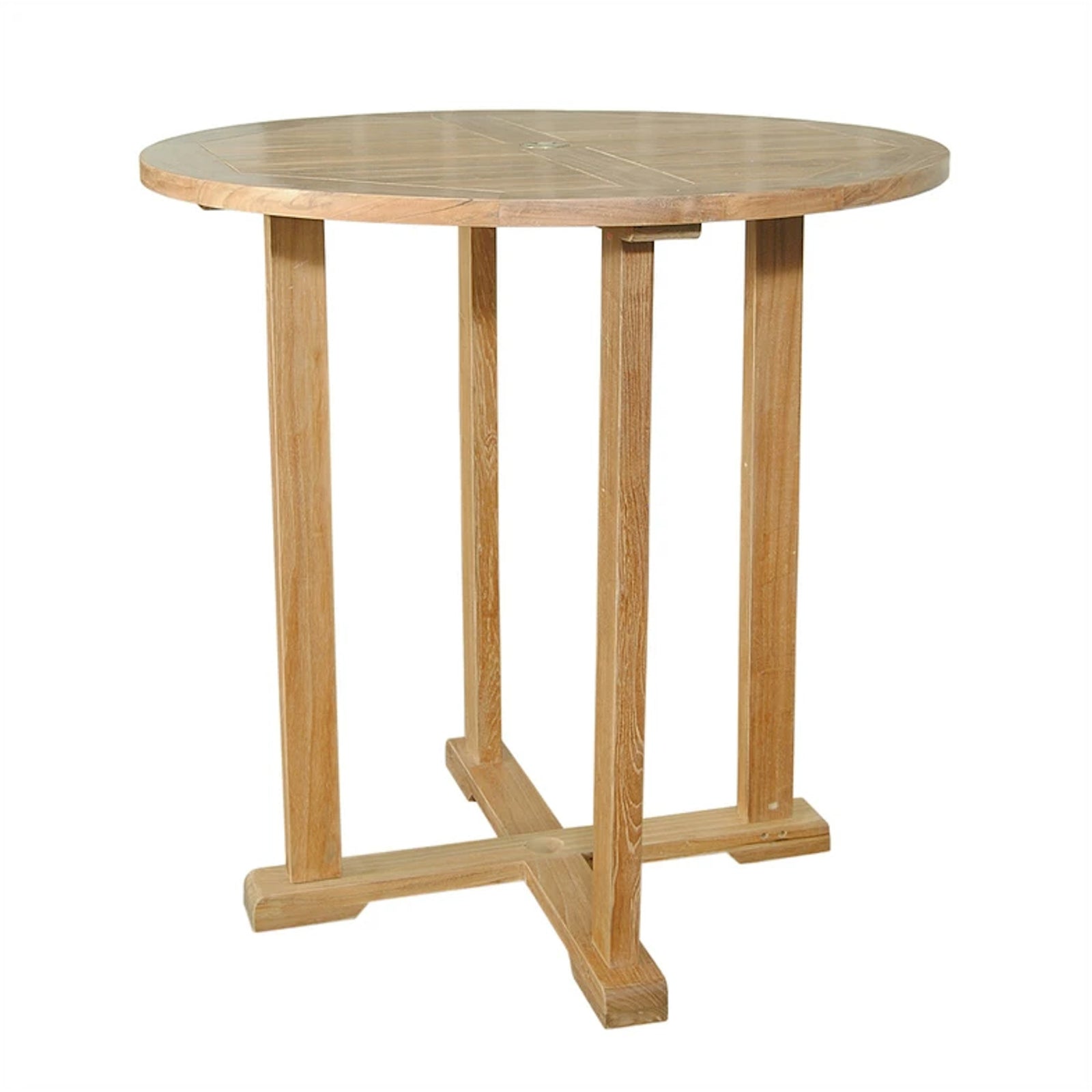 Wooden dining table on a white background