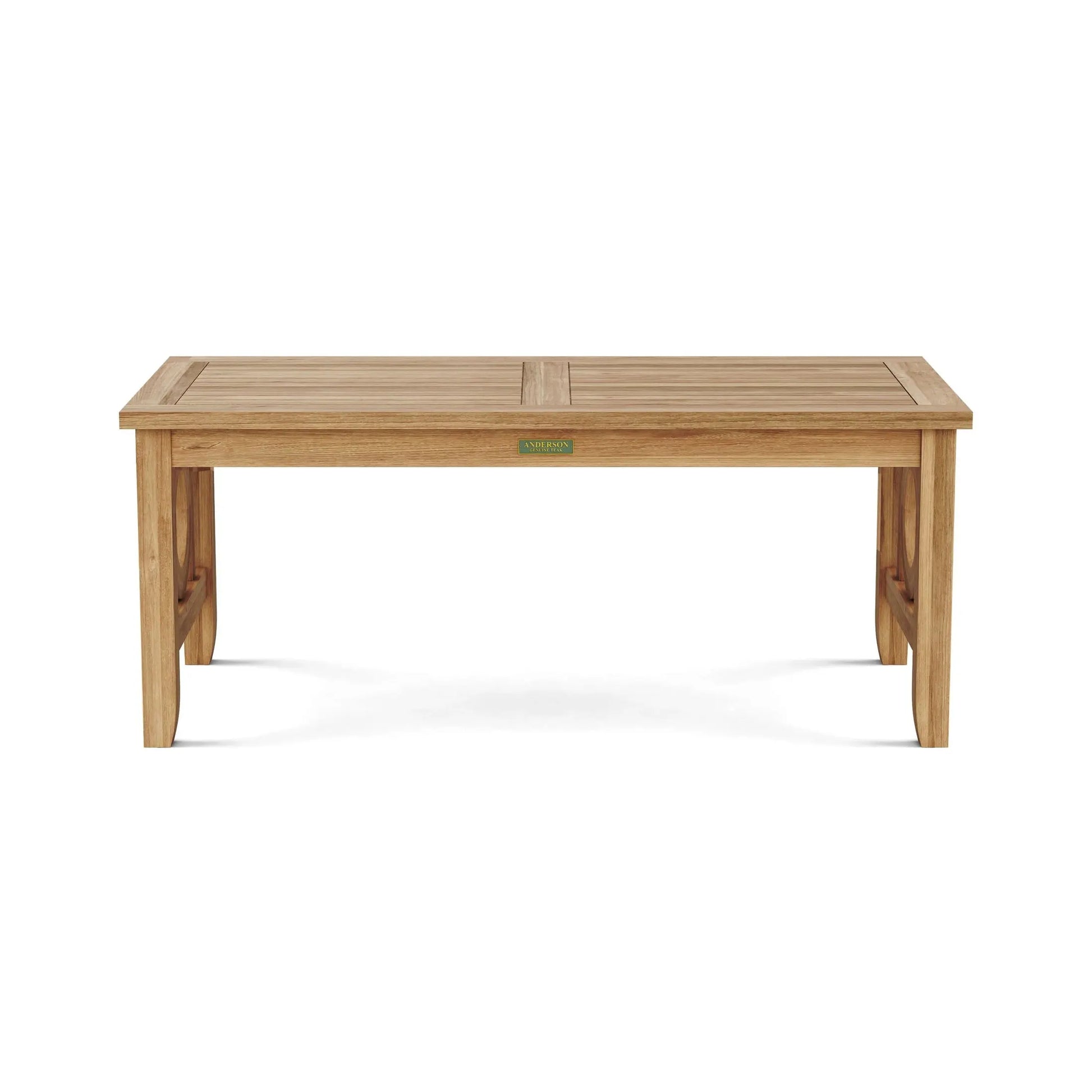 Anderson Teak Natsepa Rectangular Coffee Table - top view of solid teak outdoor coffee table