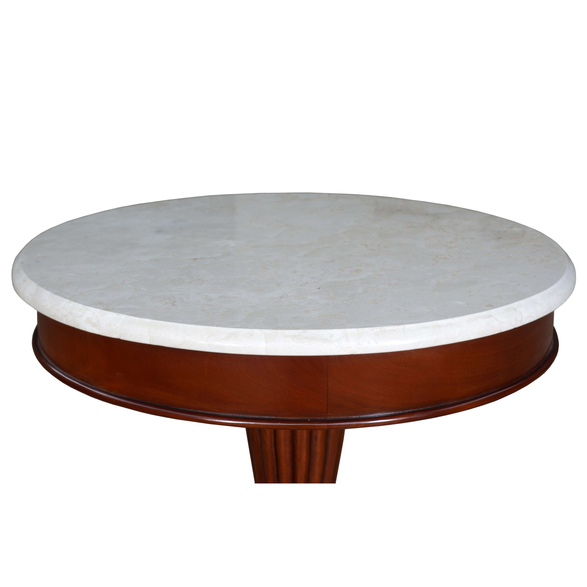 Anderson Teak Bella Side Table - marble top pedestal accent table angle view